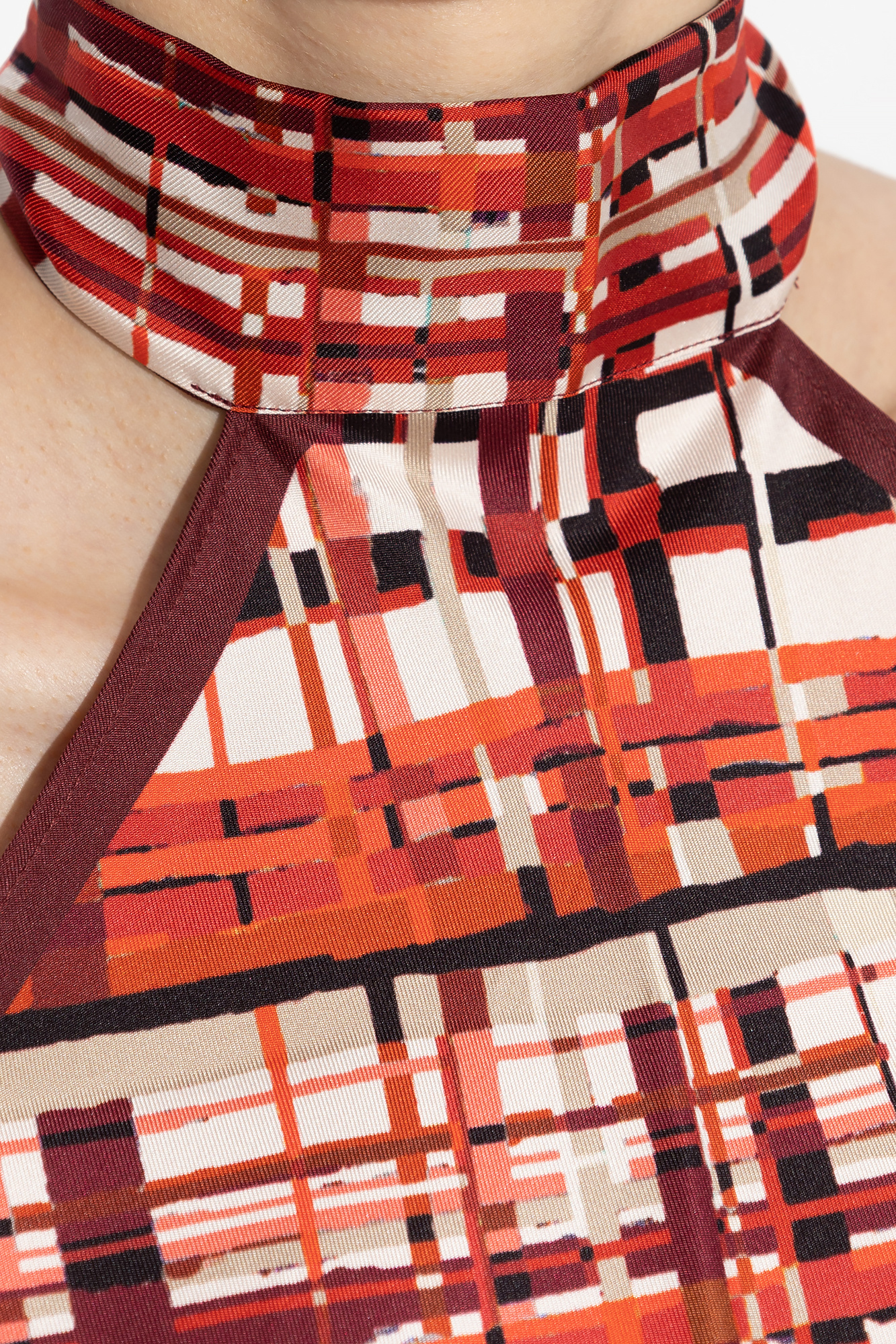Tシャツ・カットソー FERRAGAMO FW23 Check blouse (0765427 COCOA) SchaferandweinerShops | FERRAGAMO Silk top | Women's